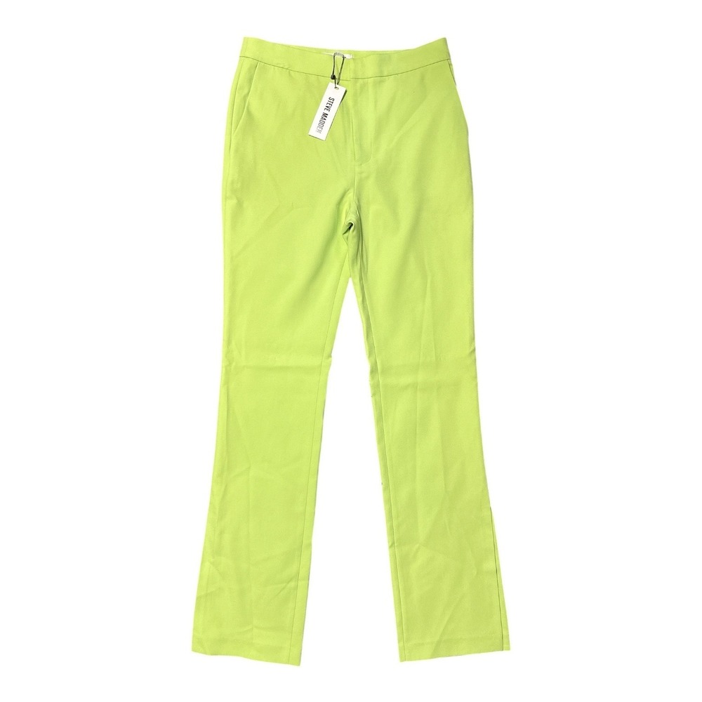 Steve Madden Spencer Pant Lime Green High Waisted Straight Leg Trousers S NWT